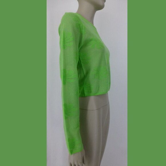 NWT Zara Long Sleeves Green Sheer Floral Top - Picture 3 of 11